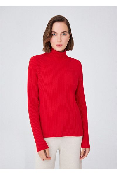 Peraluna Fit Turtleneck Cashmere Blend Women's Knitwear Sweater - Red