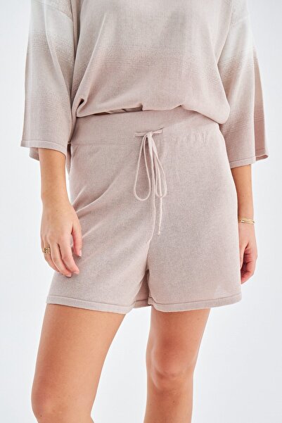 Peraluna Siri Blouse & Shorts Yazlık Triko Kadın Şort Takım - Bej