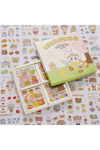 GUGUK Momojanbo Themed 100 Sheets 4 Compartments Sticker Set • Bullet Journal (Ggk-Dj061)