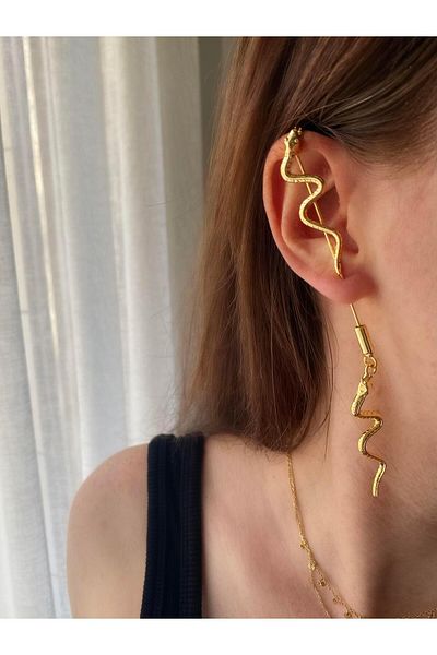 ı feel free more then ever that moment Snake Design Walking Stick Earrings