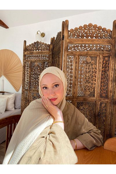 Şalland Beige Shalland Jacquard Shawl