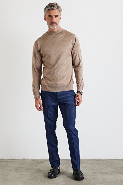 Livio Ferri Men's Plus Size Regular Cut Half Turtleneck Knitwear Sweater