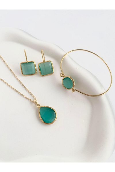 ı feel free more then ever that moment Special Design Cat's Eye Jewelled Thin Bracelet - Turquoise