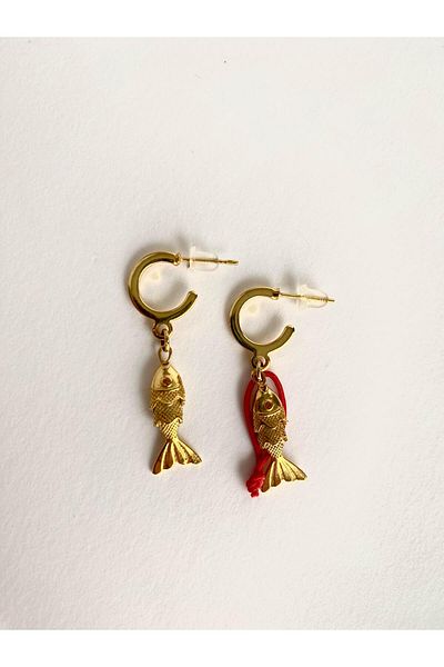 ı feel free more then ever that moment Steel Island Fish Earrings - Pair