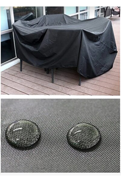 autoEs Bahçe Mobilyası Koltuk Masa Sandalye Koruyucu Örtü Branda Siyah 200*16...