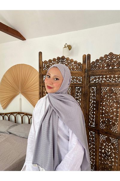 Şalland Gray Shawl Jacquard Shawl - Cotton Material