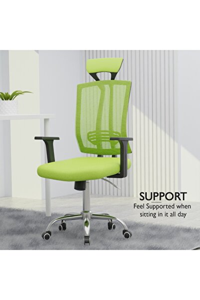 Mahmayi Ergonomic Green Office Chair - Adjustable Lumbar, Arm Rests, Recliner, and Seat Height