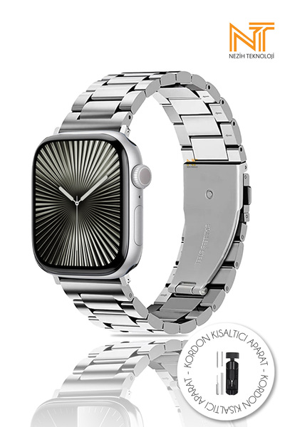 Nezih Case Apple Watch Seri 10 Uyumlu 46mm Paslanmaz Çelik Ayarlanır Pim Kordon