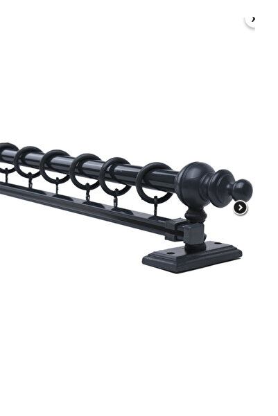 Happys Antrasit Tek Raylı Ahşap Rustik Perde Askısı ve Alüminyum Rustik Borus...