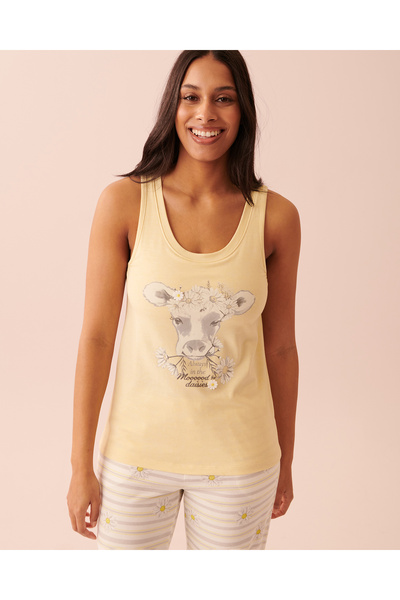 La Vie en Rose قميص داخلي من القطن برقبة دائرية