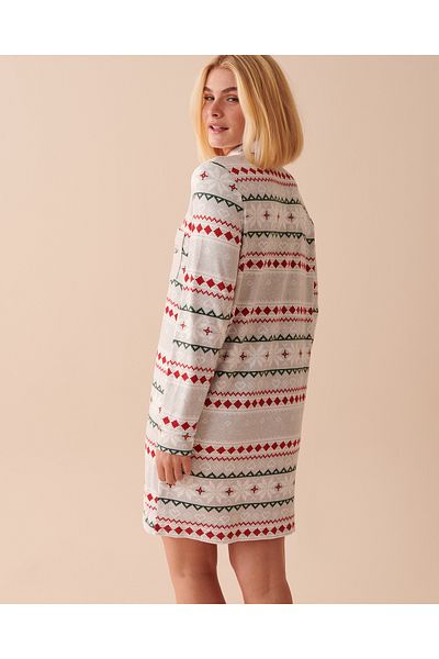 La Vie en Rose Recycled Fibers Fair Isle Long Sleeve Sleepshirt