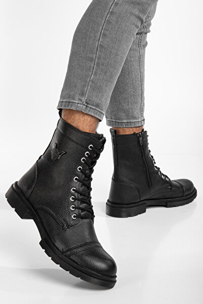 DUMMET Garantili Su Ve Soğuğa Dayanıklı Kürklü Kaymaz Kauçuk Taban Rahat İç Taban Kışlık Erkek Bot Siyah