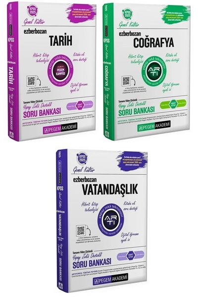 Pegem Akademi Yayıncılık 2025 KPSS Tarih+Coğrafya+Vatandaşlık Ezberbozan Soru...
