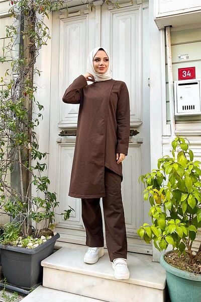 Bwest طقم مزدوج - بني - غرب