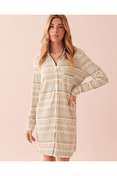 La Vie en Rose Recycled Fibers Fair Isle Long Sleeve Sleepshirt