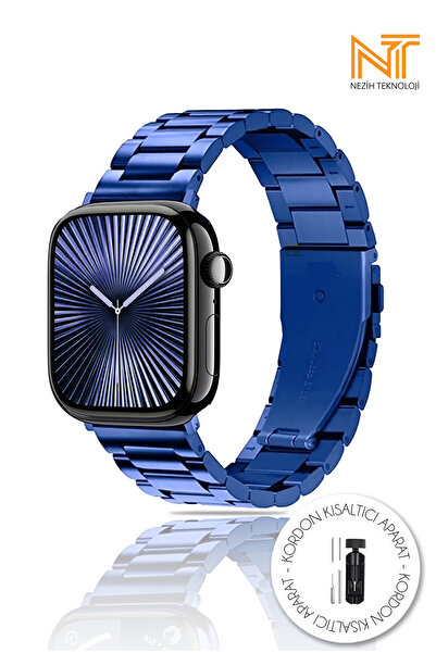 Nezih Case Apple Watch Seri 10 Uyumlu 46mm Paslanmaz Çelik Ayarlanır Pim Kordon