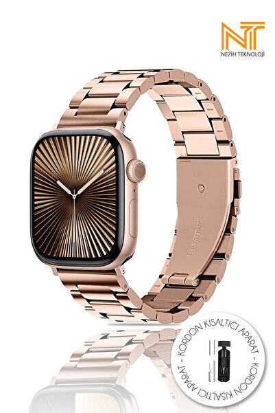 Nezih Case Apple Watch Seri 10 Uyumlu 46mm Paslanmaz Çelik Ayarlanır Pim Kordon