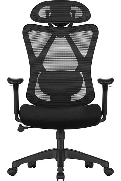 Mahmayi SONGMICS Ergonomic Office Chair, Adjustable Lumbar, Headrest & Tilt, Mesh Back, Black