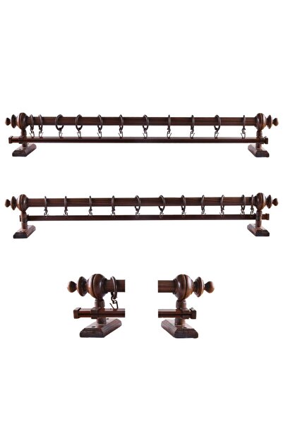 Happys Walnut Single Track Wooden Rustic Curtain Hanger and Aluminum Rustic Tube 200 cm