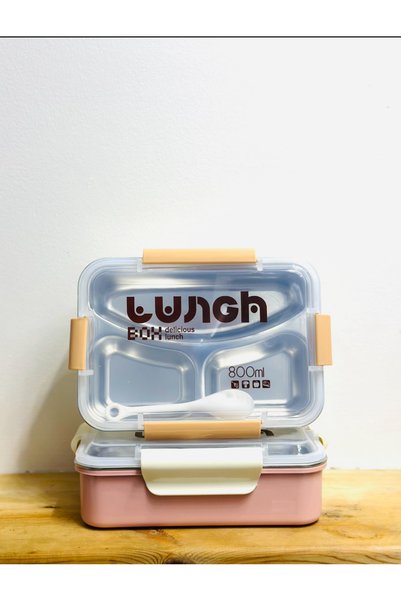 Kayra Stone Bento Lunch Box 800ml. Stainless Steel (P05) 3 Compartments (with Spoon as a Gift)