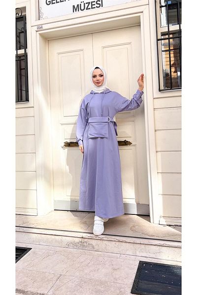 Bwest Hooded Mobile Pocket Cotton Dress - 71169.019 - Lilac