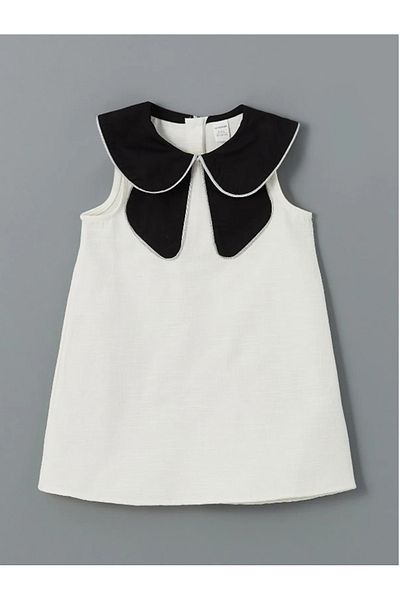 LC Waikiki LCW Kids Ecru Baby Collar Dobby Παιδικό φόρεμα για κορίτσια