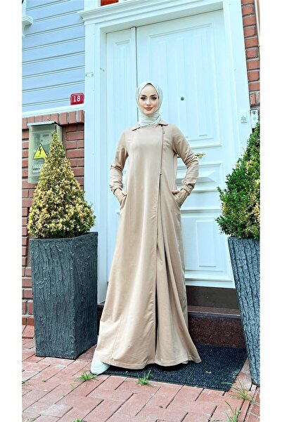 Bwest فستان طويل بتصميم نصف سحاب من أويكو - (38-46) - 71140 - بيج