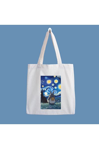 designedfy Totoro Starry Night Waterproof Printed Cloth Bag, Beach Bag