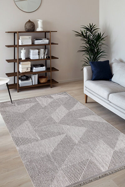 ZRF-3007-GRİ Yumuşak Dokulu Halı Kilim Salon Mutfak Koridor Kesme Yolluk Dokuma Makine Halısı