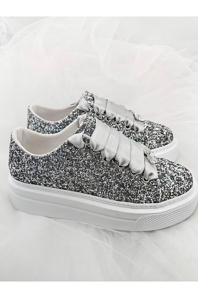 Ayakkabı Tutkusu Stilo ® Adidași cu sclipici argintii Potrivire confortabilă Design modern Confort extrem