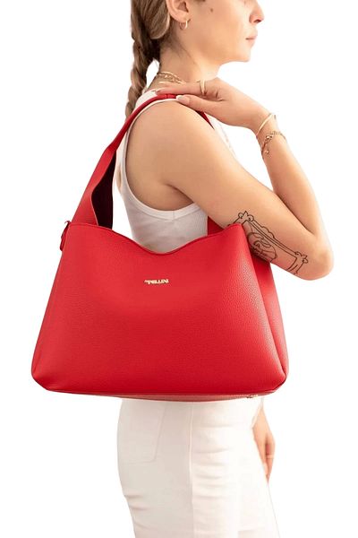 By Pellini Red Faux Leather Shoulder and Hand Bag Set