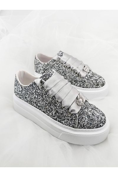 Ayakkabı Tutkusu Stilo ® Adidași cu sclipici argintii Potrivire confortabilă Design modern Confort extrem