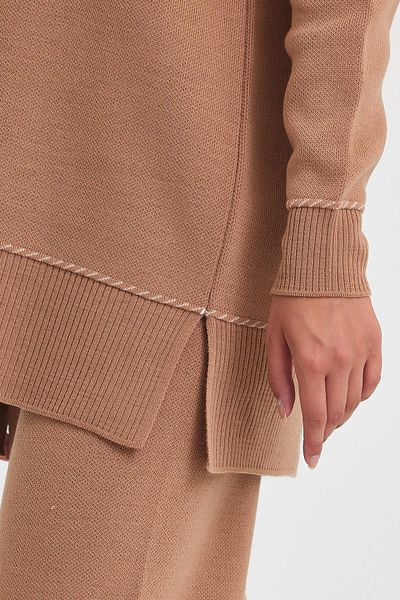 Chiccy Camel Crew Neck Long Sleeve Casual Oversize Knitwear Bottom Top Set 70-110 60-55