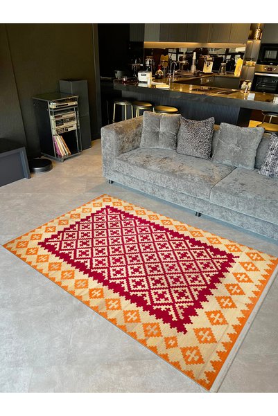 Rugs Modern Halı Covor decorativ modern cu bază țesută, model etnic, cu detal...