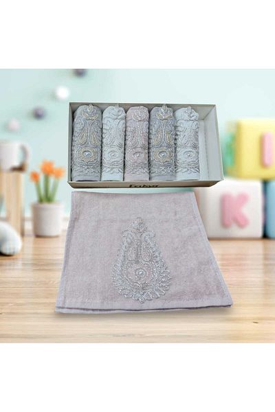 Fiesta Luxury Patterned Satin Towel Set - 6 Pieces 50*90 Hand Face