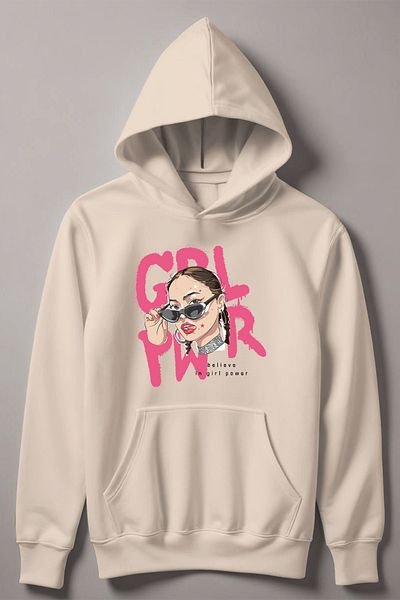 MYADA Детски суитшърт с качулка и принт Girl Power Style 12474