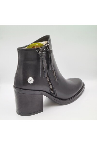 Mammamia D24KB-1885 Μαύρο Γνήσιο Δερμάτινο Θερμικό Εσωτερικό Φόδρα Πλαϊνό Φερμουάρ με τακούνι (7cm) Γυναικείες Κλασικές Μπότες