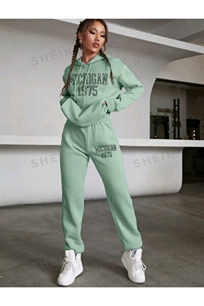 Cardee مجموعة علوية وسفلية مطبوعة باللون الأخضر النعناعي