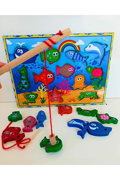 Genel Markalar Ahşap Ipli Mıknatıslı Balık Tutma Oyunu -ipli Bultak Puzzle