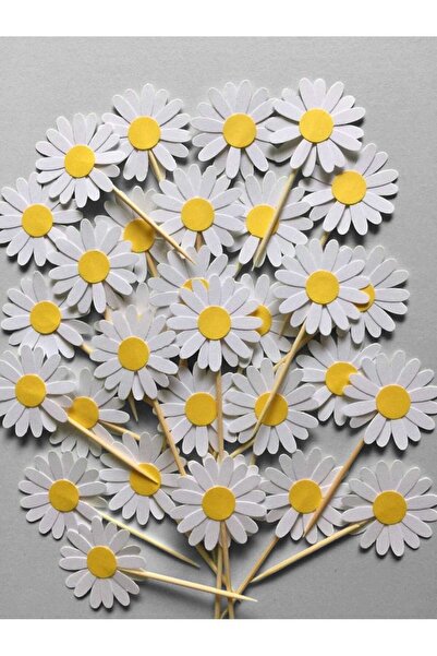 Büşra Süsleme PAPATYA TEMALI PASTA SÜSÜ, KÜRDAN 15 Lİ