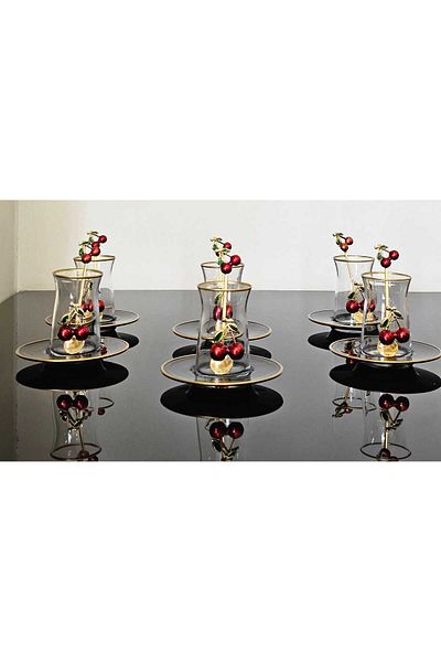 DecoZel 18 Piece Curled Tea Set - Curled Tea Spoon, Vera Tea Cup Lux Set