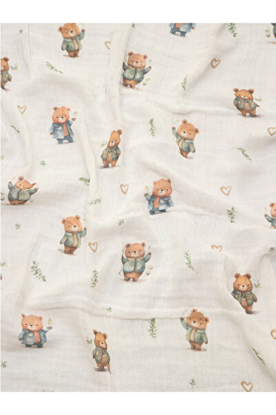 Kai Baby Mr. Bear 100% Organic Cotton Double Layer Muslin Mouth Wipe