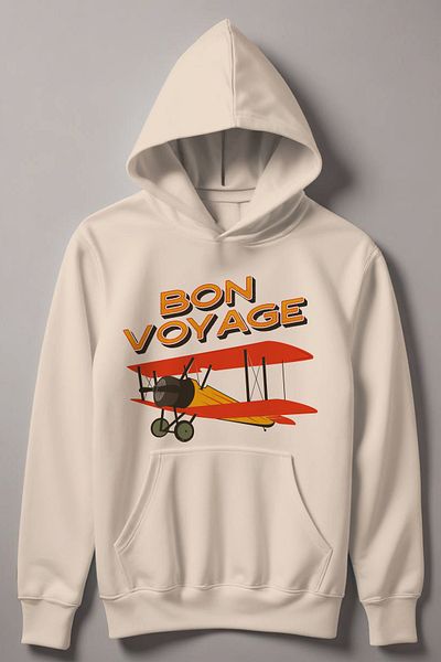 MYADA Детски суитшърт с качулка Bon Voyage Classic Airplane Print 17673
