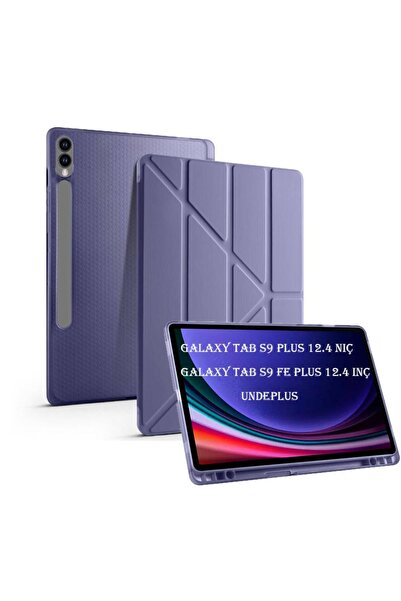 UnDePlus Samsung Galaxy Tab S9 Fe Plus/s10 Plus Kılıf Kalem Bölmeli Trifolding Case X610 X616 X820 X826 X828