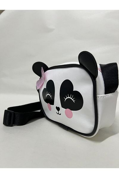 ErcanBag Geanta de umar alb pentru copii cu model panda