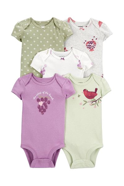 Carter's Layette Baby Girl 5-Piece Short Sleeve Body 1p566110 Mixed Color
