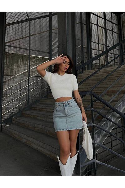 Julidress Pulover cu mânecă scurtă, cu mânecă scurtă, cu perle de inimă