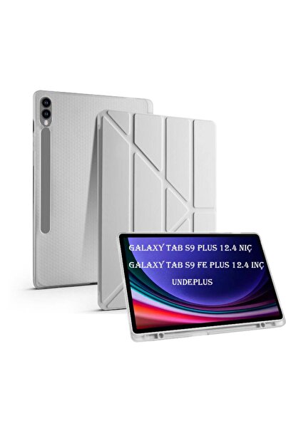 UnDePlus Samsung Galaxy Tab S9 Fe Plus/s10 Plus Kılıf Kalem Bölmeli Trifolding Case X610 X616 X820 X826 X828