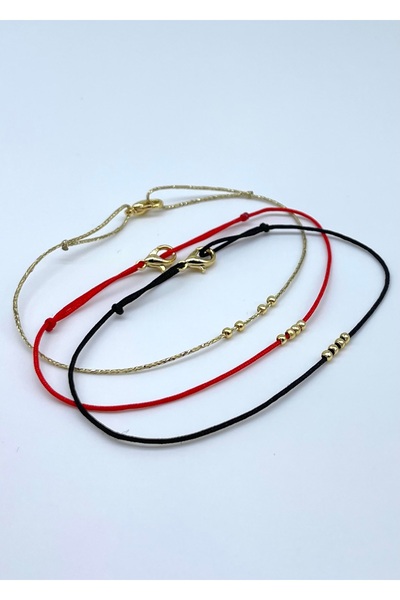 Concept HuBuTU 3’lü Hediyelik Minimal İp Dilek Sonsuzluk Aşk Bileklik Seti