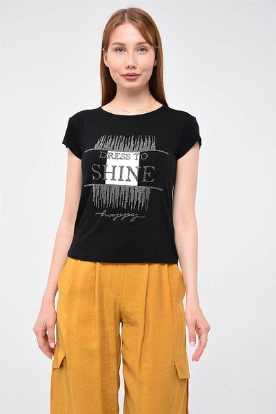 HomeStore T-Shirt-Kleid To Shine mit Rundhalsausschnitt – Schwarz
